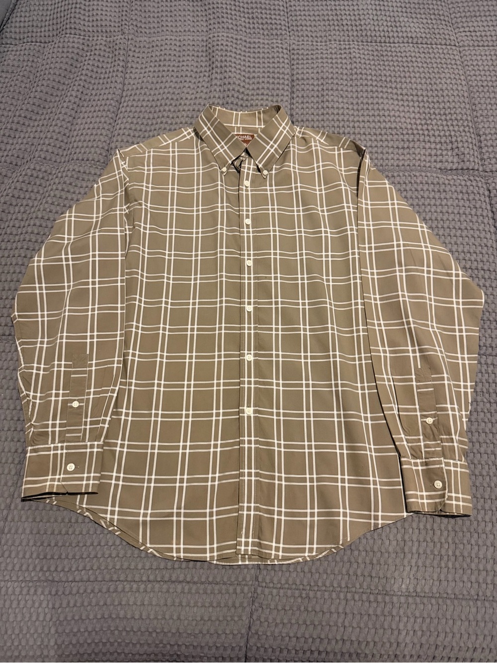 Michael Kors Olive Plaid Button-Down Shirt
